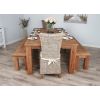 2.4m Reclaimed Teak Taplock Dining Table with 2 Backless Benches & 2 Latifa Chairs - 2