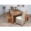 2.4m Reclaimed Teak Taplock Dining Table with 2 Backless Benches & 2 Latifa Chairs - 5