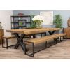 3m Reclaimed Teak Urban Fusion Cross Dining Table with 2 Backless Benches - 2