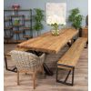 3m Reclaimed Teak Urban Fusion Cross Dining Table with 2 Backless Benches - 3