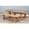 2m Reclaimed Elm Pedestal Dining Table with 2 Backless Benches - 8