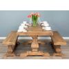 2m Reclaimed Elm Pedestal Dining Table with 2 Backless Benches - 7
