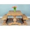 2m Reclaimed Elm Pedestal Dining Table with 2 Backless Benches - 0