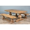 2m Reclaimed Elm Pedestal Dining Table with 2 Backless Benches - 5