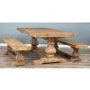 2m Reclaimed Elm Pedestal Dining Table with 2 Backless Benches - 4