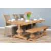 2m Reclaimed Elm Pedestal Dining Table with 3 Latifa Chairs and 1 Backless Bench - 3
