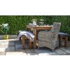 2m Reclaimed Teak Outdoor Open Slatted Table with 2 Backless Benches & 2 Donna Armchairs - 1