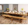 3m Reclaimed Elm Pedestal Dining Table with 5 Donna Armchairs and 1 Bench - 1