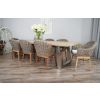 3m Industrial Chic Cubex Dining Table with Stainless Steel Legs & 8 Scandi Armchairs - 0