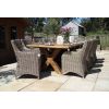 3m Reclaimed Teak Outdoor Open Slatted Cross Leg Table with 10 Donna Armchairs  - 1