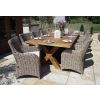 3m Reclaimed Teak Outdoor Open Slatted Cross Leg Table with 10 Donna Armchairs  - 0