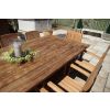 3m Reclaimed Teak Outdoor Open Slatted Cross Leg Table with 10 Marley Armchairs - 4