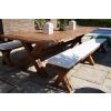 3m Reclaimed Teak Outdoor Open Slatted Cross Leg Table with 2 Backless Benches - 3