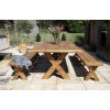 3m Reclaimed Teak Outdoor Open Slatted Cross Leg Table with 2 Backless Benches - 1