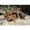 3m Reclaimed Teak Outdoor Open Slatted Cross Leg Table with 2 Backless Benches & 2 Marley Armchairs - 4