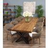 3m Reclaimed Teak Urban Fusion Cross Dining Table with 8 Scandi Armchairs - 10
