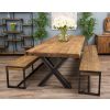 3m Reclaimed Teak Urban Fusion Cross Dining Table with 2 Backless Benches - 4