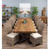 3m Reclaimed Teak Urban Fusion Cross Dining Table with 10 Latifa Dining Chairs  - 1