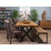 3m Reclaimed Teak Urban Fusion Cross Dining Table with 1 Backless Bench and 5 Velveteen Ring Back Dining Chairs - 5