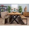 3m Reclaimed Teak Urban Fusion Cross Dining Table with 1 Backless Bench and 5 Zorro Chairs - 3