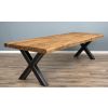 3m Reclaimed Teak Urban Fusion Cross Dining Table with 10 Windsor Ring Back Dining Chairs  - 7