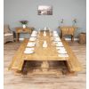 3m Reclaimed Elm Pedestal Dining Table with 2 Benches  - 9