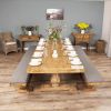3m Reclaimed Elm Pedestal Dining Table with 2 Benches  - 14