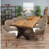 3m Reclaimed Teak Urban Fusion Cross Dining Table with 8 Scandi Armchairs - 12