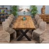 3m Reclaimed Teak Urban Fusion Cross Dining Table with 10 Zorro Dining Chairs - 0