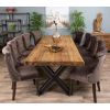 3m Reclaimed Teak Urban Fusion Cross Dining Table with 10 Velveteen Ring Back Dining Chairs  - 6