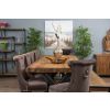 3m Reclaimed Teak Urban Fusion Cross Dining Table with 1 Backless Bench and 5 Velveteen Ring Back Dining Chairs - 10