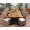 3m Reclaimed Teak Urban Fusion Cross Dining Table with 10 Latifa Dining Chairs  - 4
