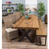 3m Reclaimed Teak Urban Fusion Cross Dining Table with 1 Backless Bench and 4 Latifa Dining Chairs  - 1