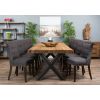 3m Reclaimed Teak Urban Fusion Cross Dining Table with 10 Windsor Ring Back Dining Chairs  - 6