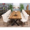3m Reclaimed Teak Urban Fusion Cross Dining Table with 10 Windsor Ring Back Dining Chairs  - 0