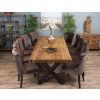 3m Reclaimed Teak Urban Fusion Cross Dining Table with 10 Velveteen Ring Back Dining Chairs  - 7