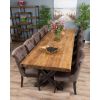 3m Reclaimed Teak Urban Fusion Cross Dining Table with 10 Velveteen Ring Back Dining Chairs  - 0