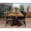 3m Reclaimed Teak Urban Fusion Cross Dining Table with 10 Velveteen Ring Back Dining Chairs  - 3