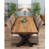 3m Reclaimed Teak Urban Fusion Cross Dining Table with 8 Latifa Dining Chairs  - 3