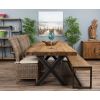 3m Reclaimed Teak Urban Fusion Cross Dining Table with 1 Backless Bench and 4 Latifa Dining Chairs  - 3