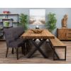 3m Reclaimed Teak Urban Fusion Cross Dining Table with 1 Backless Bench and 5 Windsor Ring Back Dining Chairs - 5