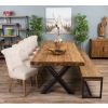 3m Reclaimed Teak Urban Fusion Cross Dining Table with 1 Backless Bench and 5 Windsor Ring Back Dining Chairs - 0