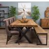 3m Reclaimed Teak Urban Fusion Cross Dining Table with 1 Backless Bench and 5 Velveteen Ring Back Dining Chairs - 2