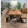 3m Reclaimed Teak Urban Fusion Cross Dining Table with 1 Backless Bench and 5 Zorro Chairs - 11