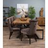 3m Reclaimed Teak Urban Fusion Cross Dining Table with 1 Backless Bench and 5 Velveteen Ring Back Dining Chairs - 7