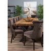 3m Reclaimed Teak Urban Fusion Cross Dining Table with 1 Backless Bench and 5 Velveteen Ring Back Dining Chairs - 8