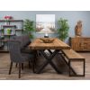 3m Reclaimed Teak Urban Fusion Cross Dining Table with 1 Backless Bench and 5 Windsor Ring Back Dining Chairs - 3