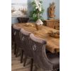 3m Reclaimed Teak Urban Fusion Cross Dining Table with 1 Backless Bench and 5 Velveteen Ring Back Dining Chairs - 9