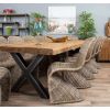 3m Reclaimed Teak Urban Fusion Cross Dining Table with 10 Zorro Dining Chairs - 6