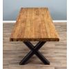 3m Reclaimed Teak Urban Fusion Cross Dining Table with 2 Backless Benches - 6